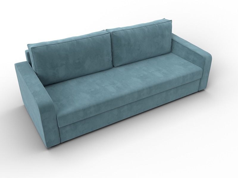 Диван прямой Лига-009, Велюр, SEVEN 113 бирюзовый