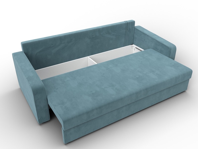Диван прямой Лига-009, Велюр, SEVEN 113 бирюзовый