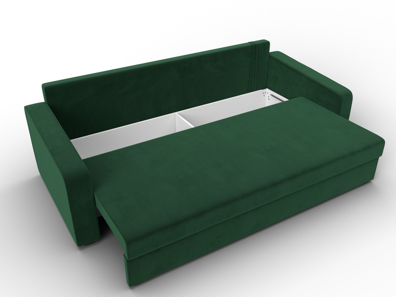 Диван прямой Лига-009, Велюр, SEVEN 626 зеленый