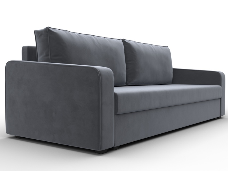 Диван прямой Лига-009, Велюр, SEVEN 17 серый