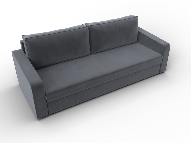 Диван прямой Лига-009, Велюр, SEVEN 17 серый