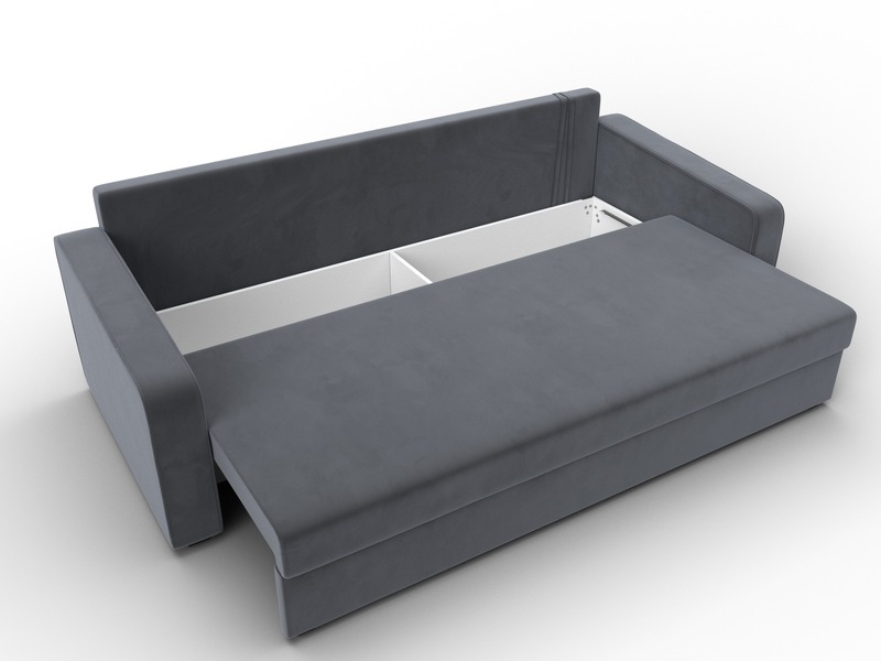 Диван прямой Лига-009, Велюр, SEVEN 17 серый