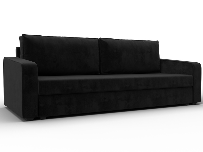 Диван прямой Лига-009, Велюр, SEVEN 35 черный