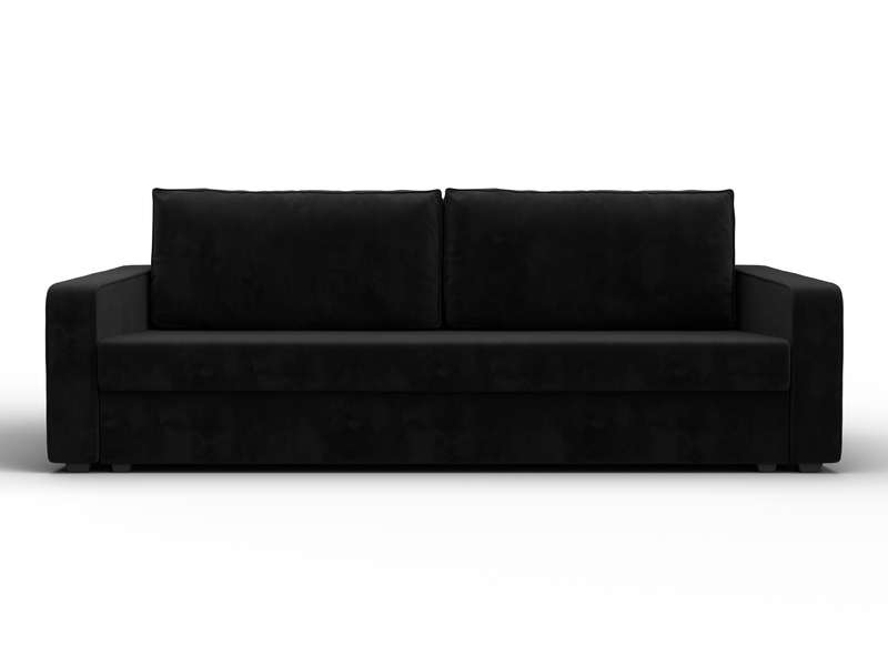 Диван прямой Лига-009, Велюр, SEVEN 35 черный