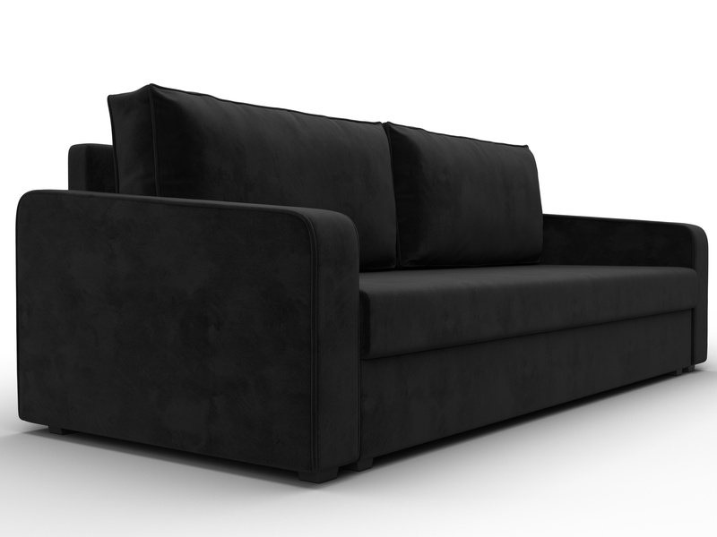 Диван прямой Лига-009, Велюр, SEVEN 35 черный