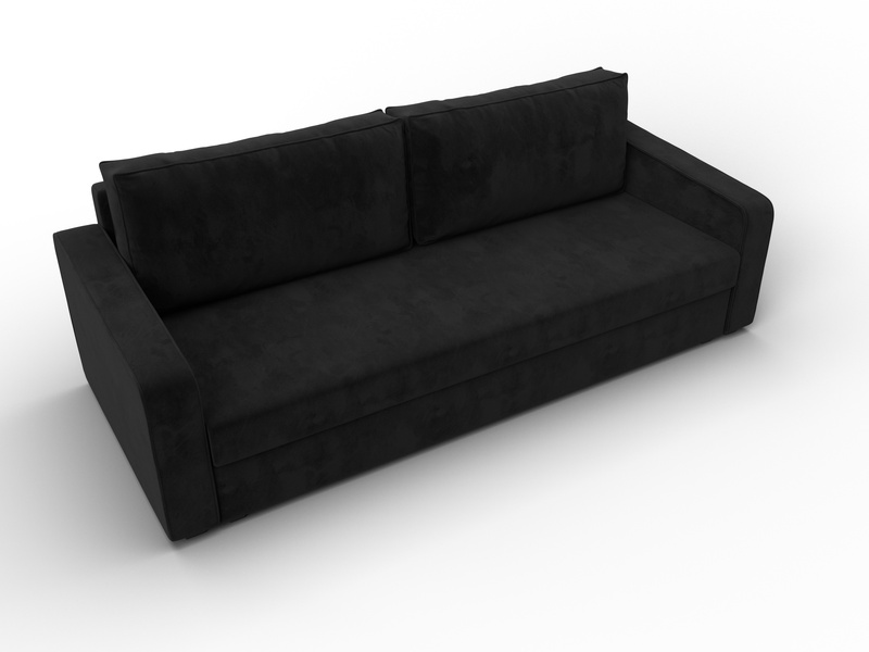 Диван прямой Лига-009, Велюр, SEVEN 35 черный