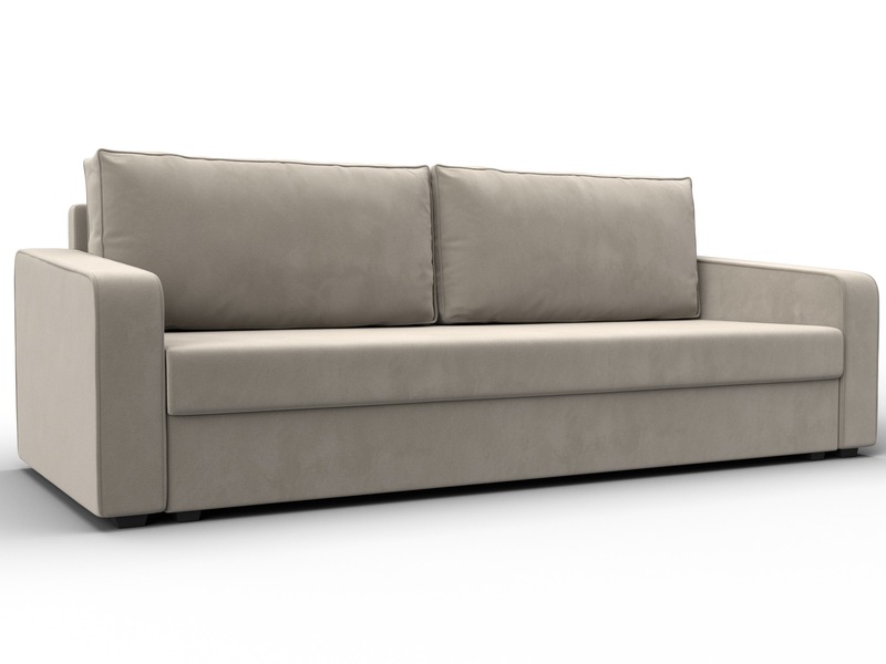 Диван прямой Лига-009, Микровельвет, Бежевый