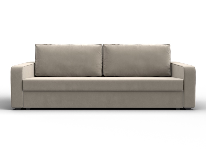 Диван прямой Лига-009, Микровельвет, Бежевый