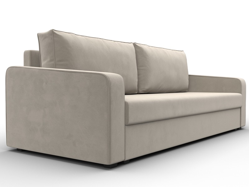 Диван прямой Лига-009, Микровельвет, Бежевый