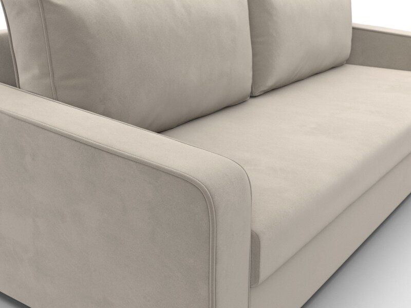 Диван прямой Лига-009, Микровельвет, Бежевый