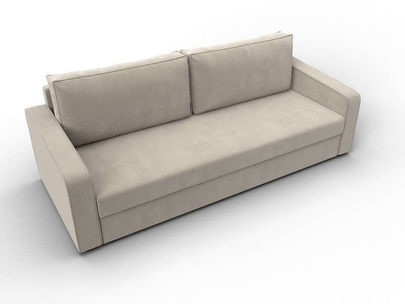 Диван прямой Лига-009, Микровельвет, Бежевый