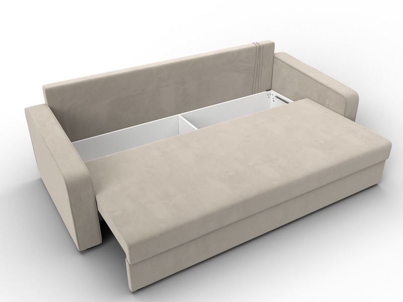 Диван прямой Лига-009, Микровельвет, Бежевый