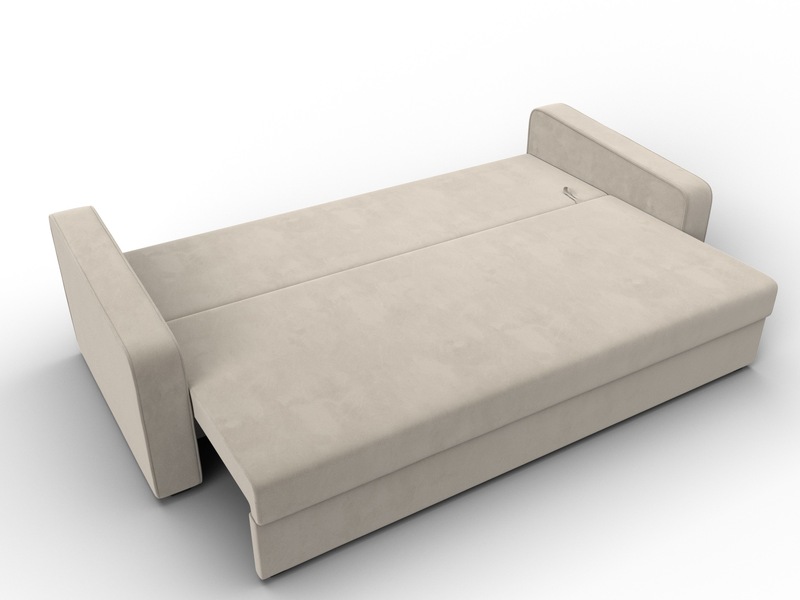 Диван прямой Лига-009, Микровельвет, Бежевый