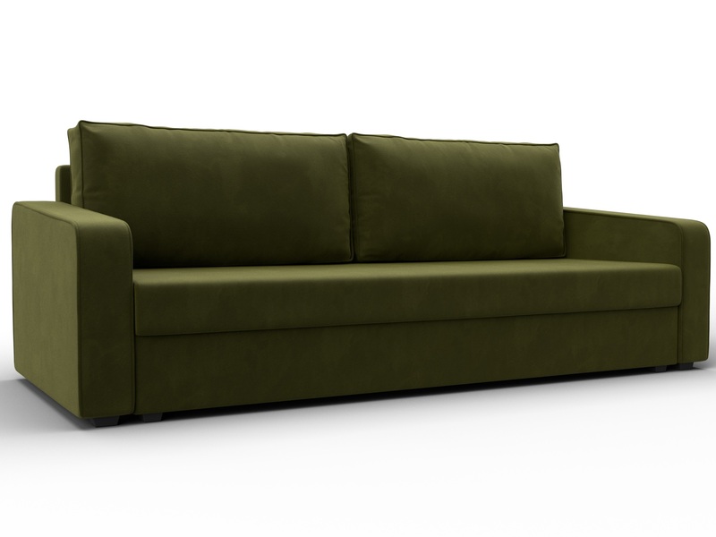 Диван прямой Лига-009, Микровельвет, Зеленый