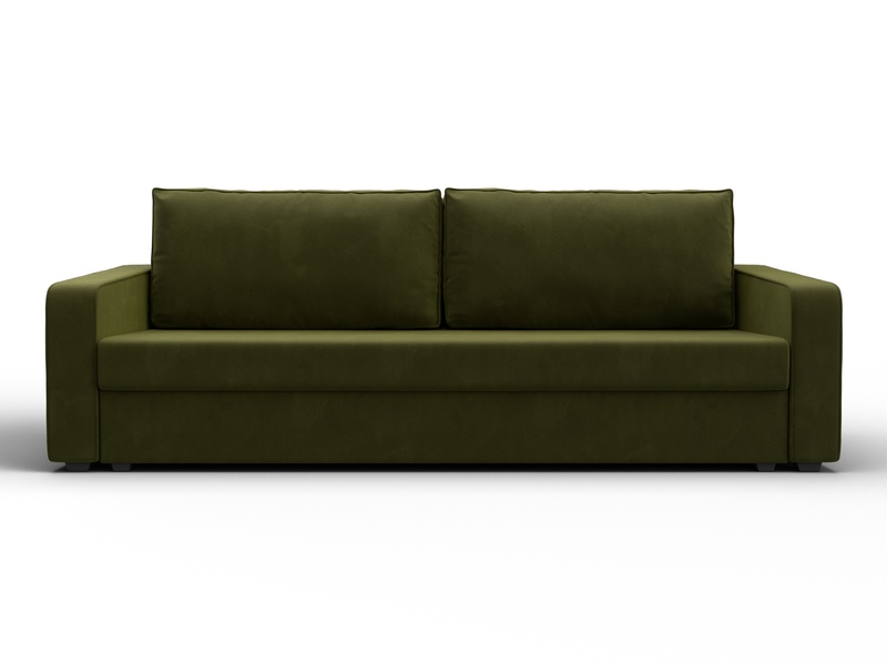 Диван прямой Лига-009, Микровельвет, Зеленый