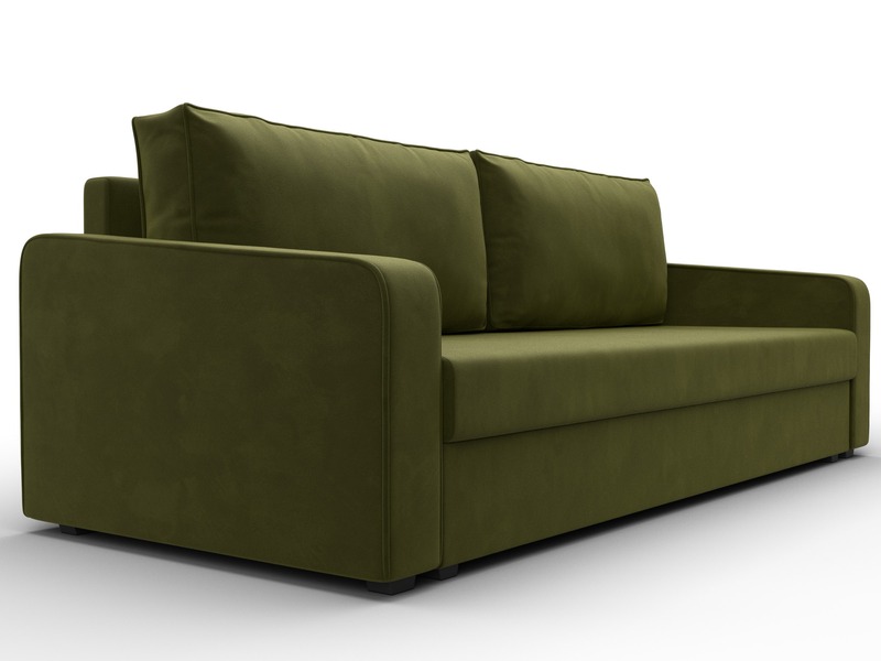 Диван прямой Лига-009, Микровельвет, Зеленый