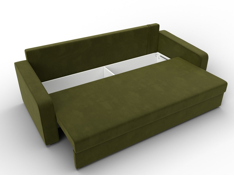 Диван прямой Лига-009, Микровельвет, Зеленый