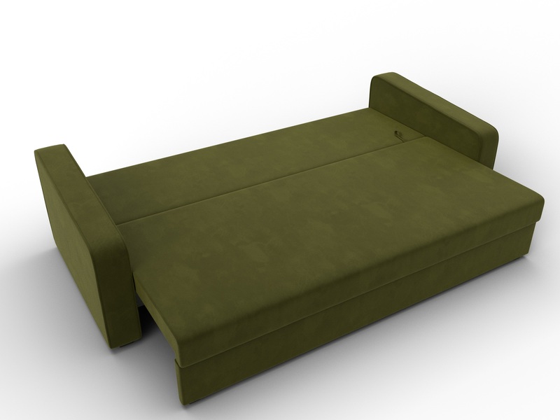 Диван прямой Лига-009, Микровельвет, Зеленый