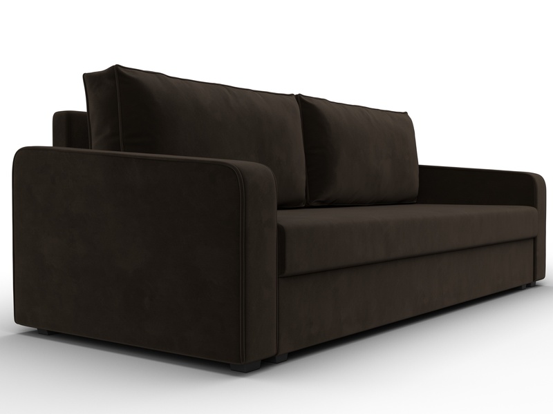 Диван прямой Лига-009, Микровельвет, Коричневый