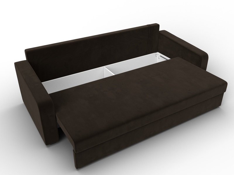Диван прямой Лига-009, Микровельвет, Коричневый
