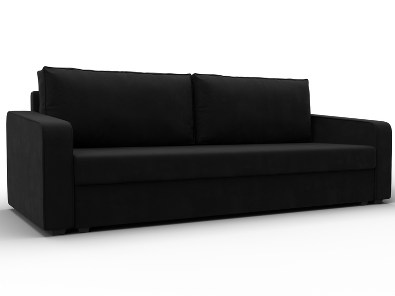 Диван прямой Лига-009, Микровельвет, Черный