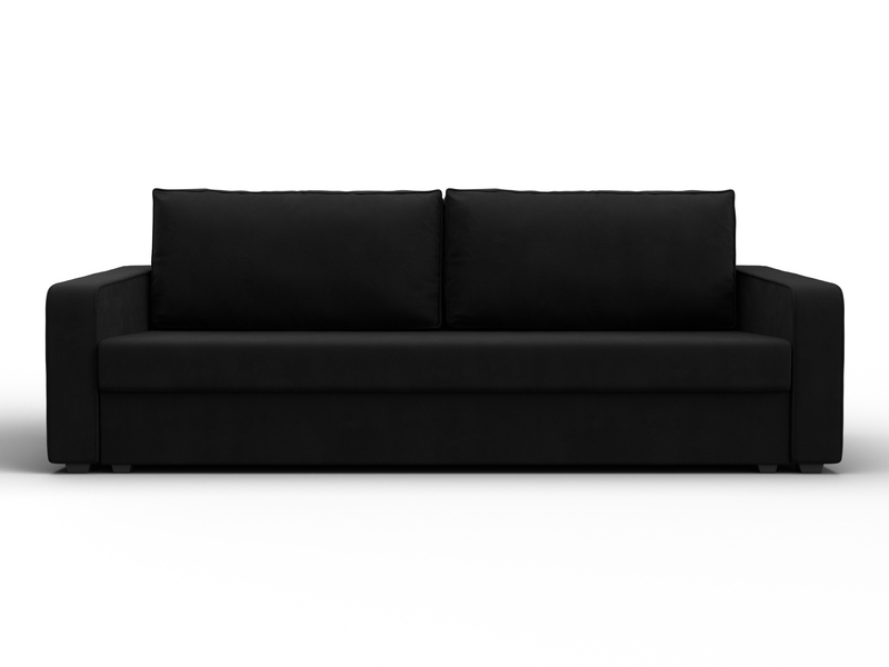 Диван прямой Лига-009, Микровельвет, Черный