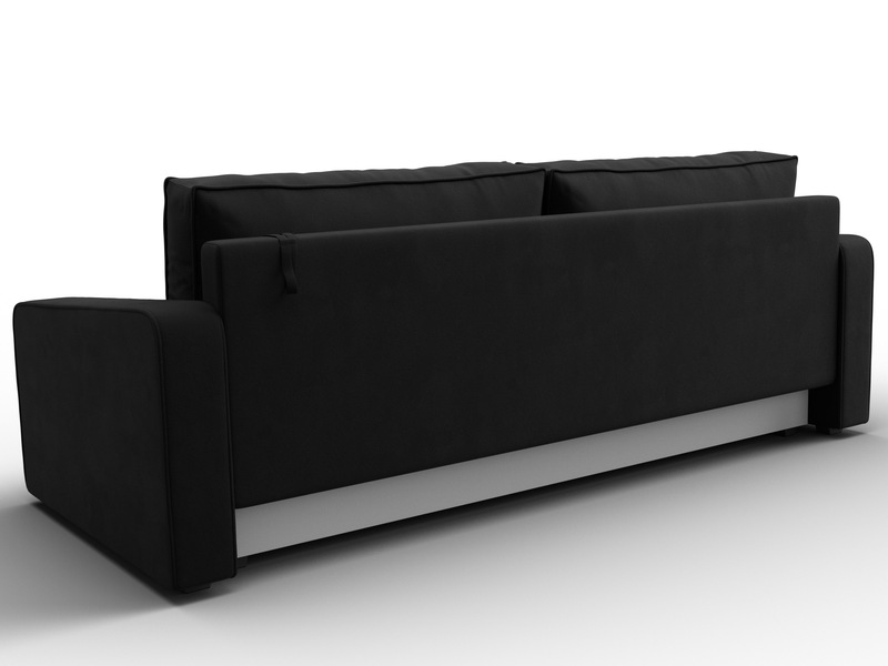 Диван прямой Лига-009, Микровельвет, Черный