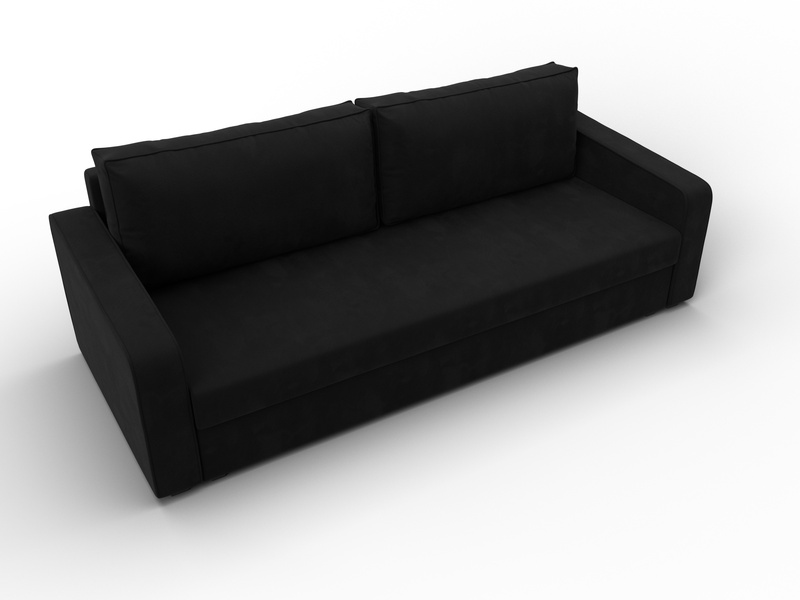 Диван прямой Лига-009, Микровельвет, Черный