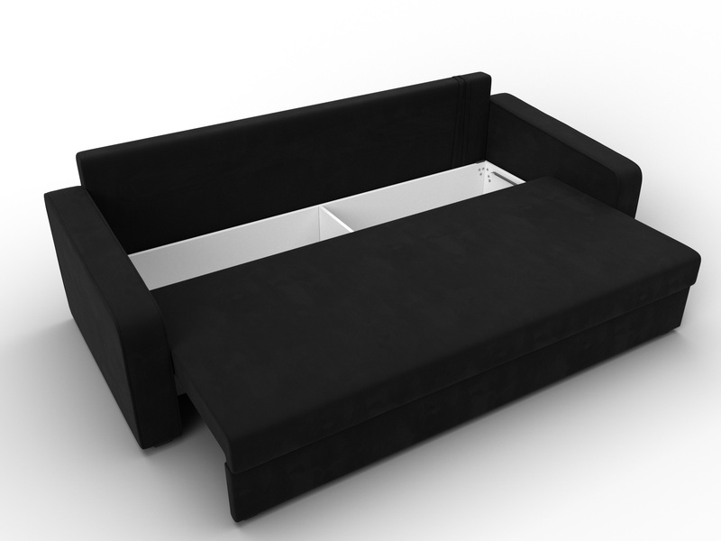 Диван прямой Лига-009, Микровельвет, Черный