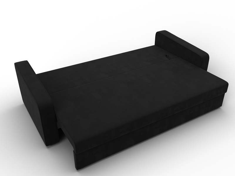 Диван прямой Лига-009, Микровельвет, Черный