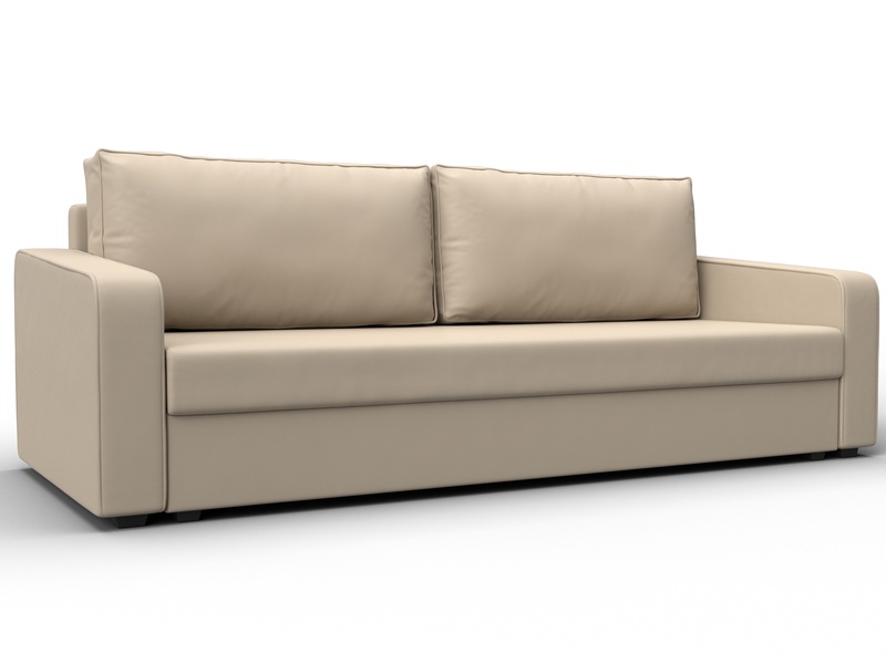 Диван прямой Лига-009, Экокожа, Бежевый