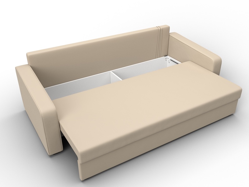 Диван прямой Лига-009, Экокожа, Бежевый