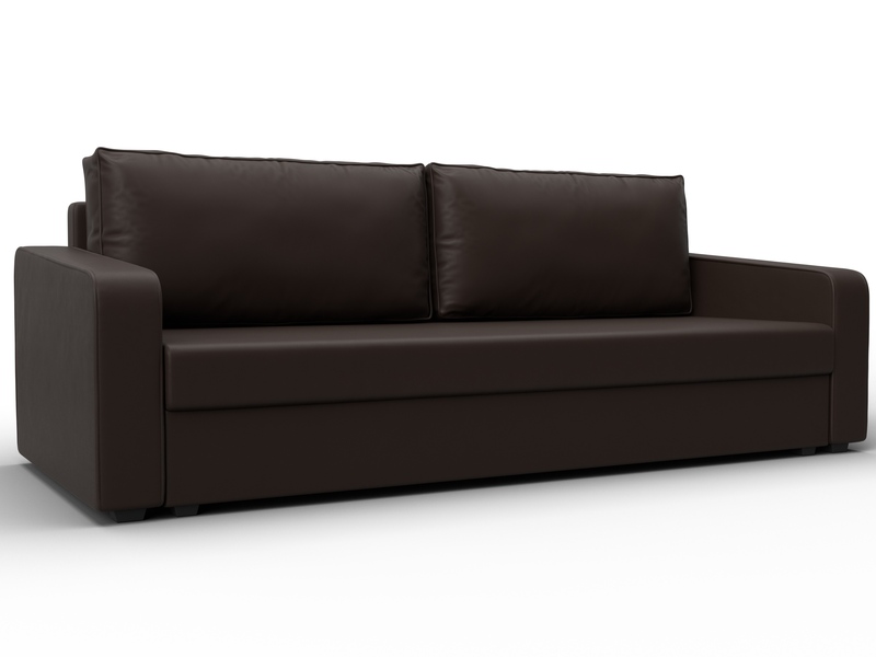 Диван прямой Лига-009, Экокожа, Коричневый