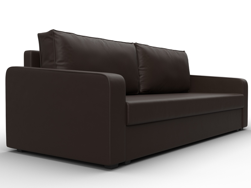 Диван прямой Лига-009, Экокожа, Коричневый
