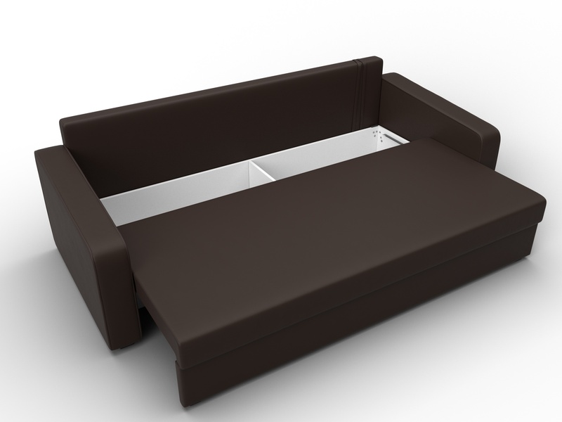 Диван прямой Лига-009, Экокожа, Коричневый