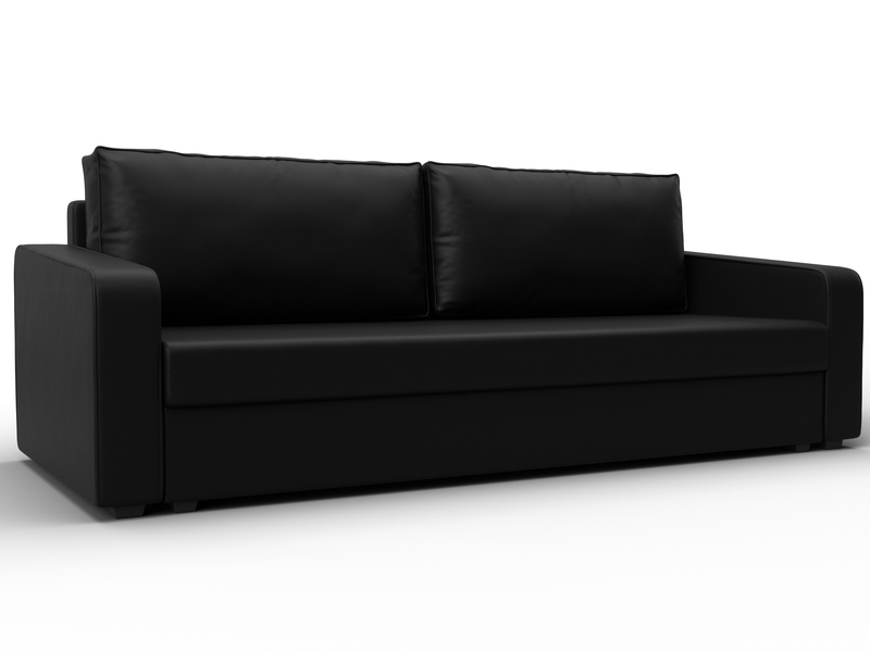 Диван прямой Лига-009, Экокожа, Черный