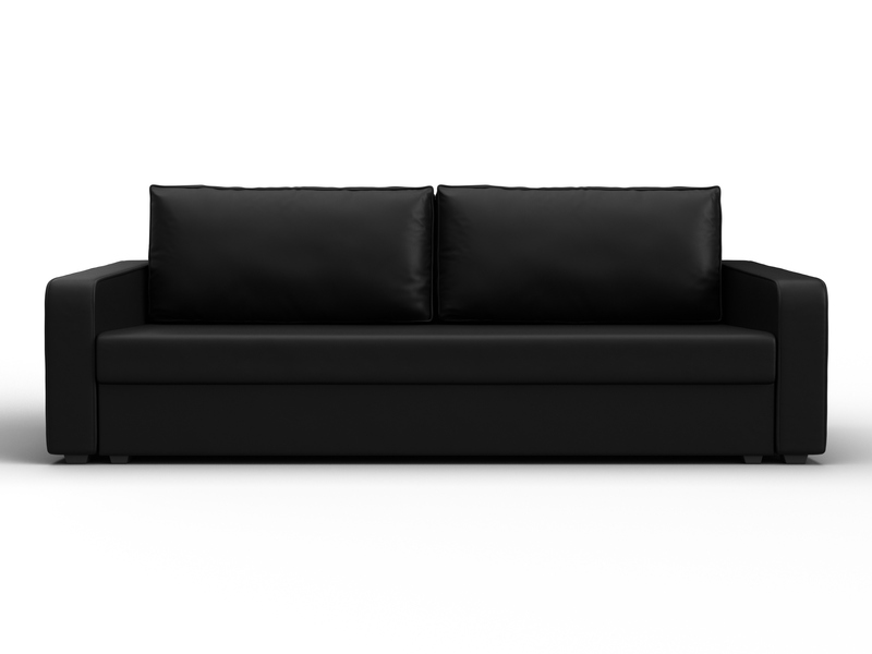 Диван прямой Лига-009, Экокожа, Черный