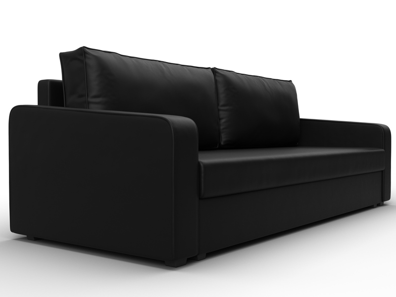 Диван прямой Лига-009, Экокожа, Черный