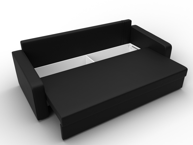 Диван прямой Лига-009, Экокожа, Черный