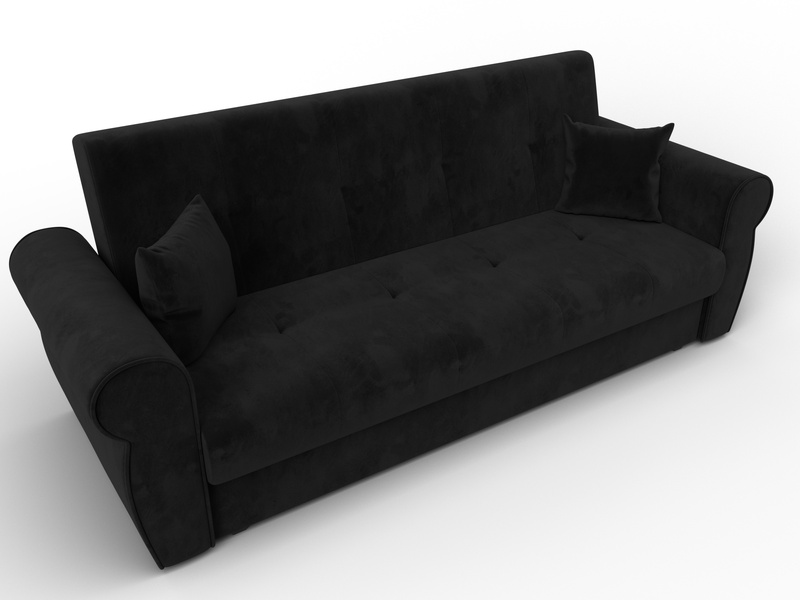 Диван-книжка Лига-019, Велюр, SEVEN 35 черный