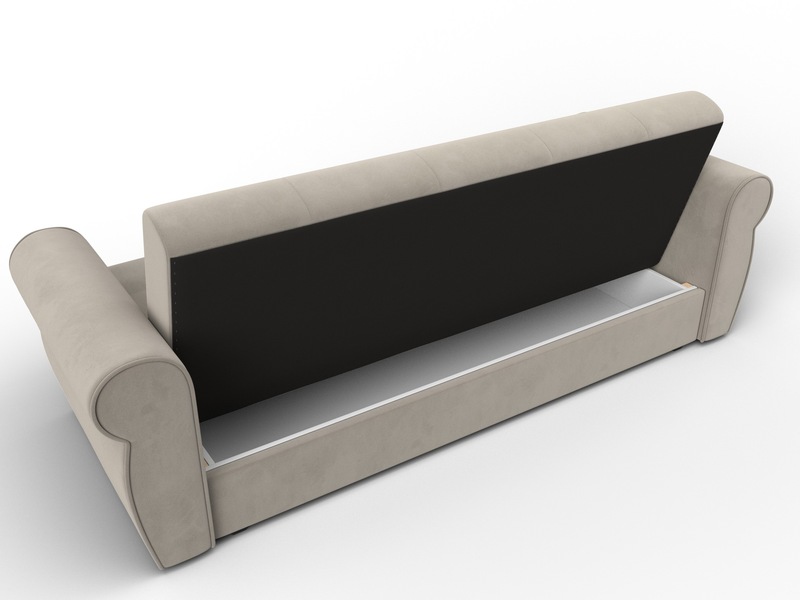 Диван-книжка Лига-019, Микровельвет, Бежевый