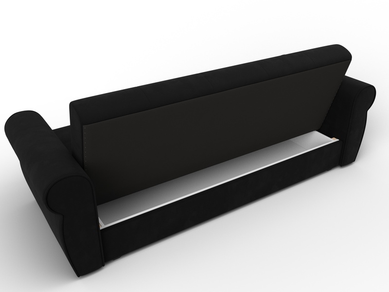 Диван-книжка Лига-019, Микровельвет, Черный