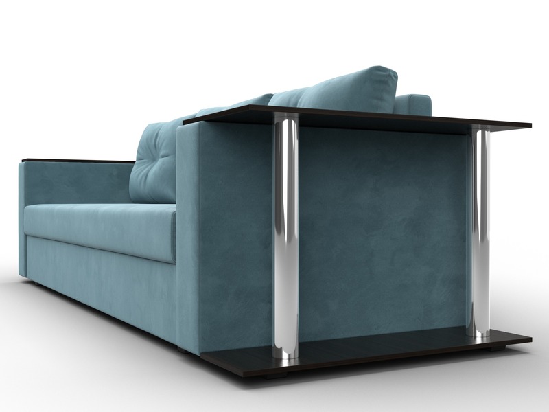 Диван прямой Атланта со столом справа, Велюр, SEVEN 113 бирюзовый