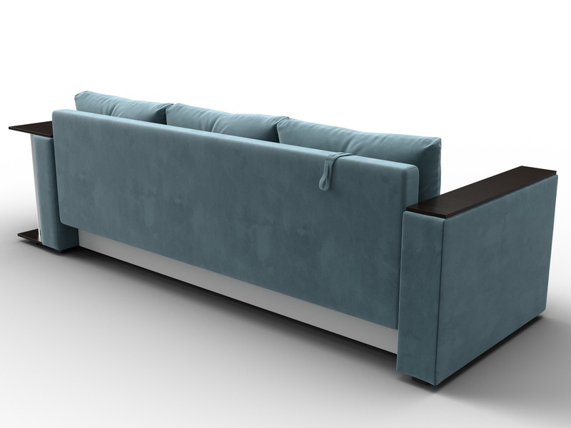 Диван прямой Атланта со столом справа, Велюр, SEVEN 113 бирюзовый