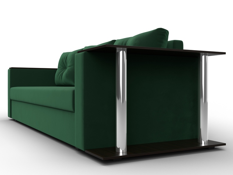 Диван прямой Атланта со столом справа, Велюр, SEVEN 626 зеленый