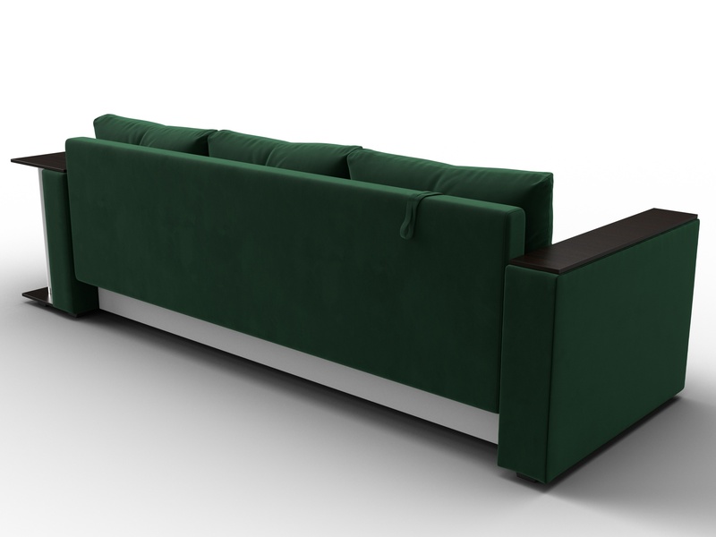 Диван прямой Атланта со столом справа, Велюр, SEVEN 626 зеленый