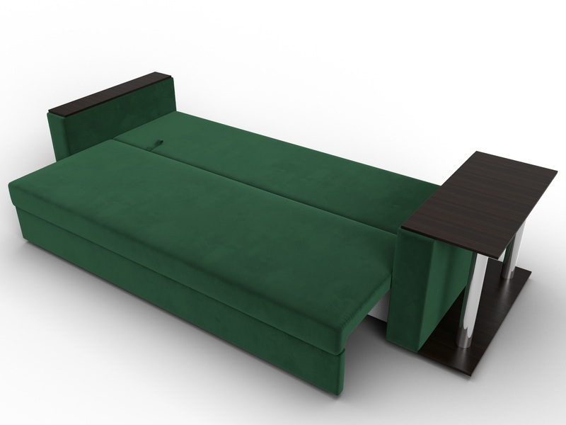 Диван прямой Атланта со столом справа, Велюр, SEVEN 626 зеленый