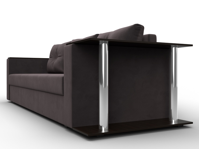 Диван прямой Атланта со столом справа, Велюр, SEVEN 727 коричневый