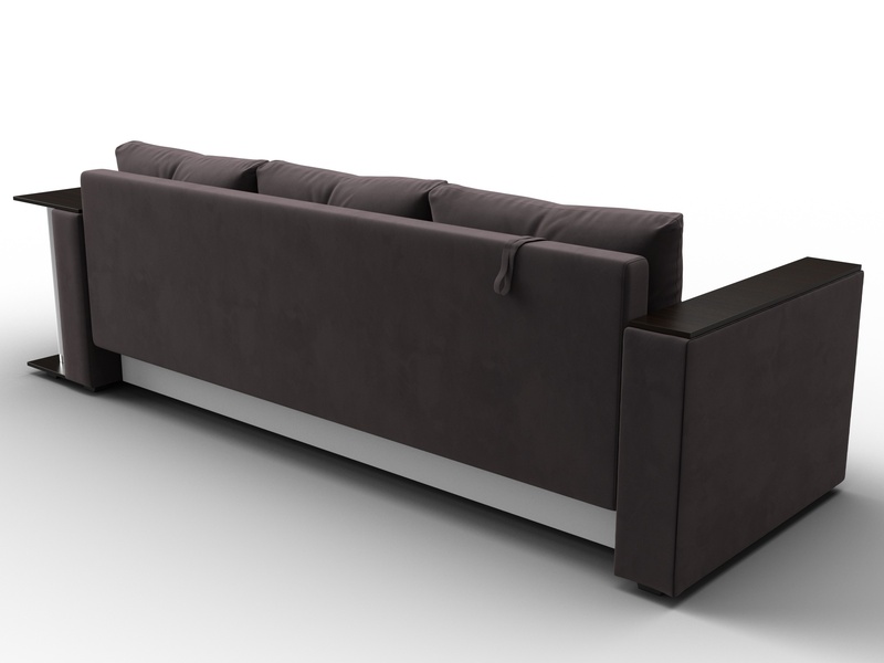 Диван прямой Атланта со столом справа, Велюр, SEVEN 727 коричневый