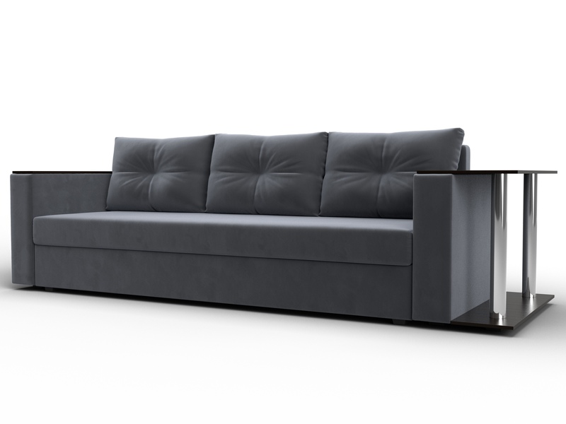 Диван прямой Атланта со столом справа, Велюр, SEVEN 17 серый